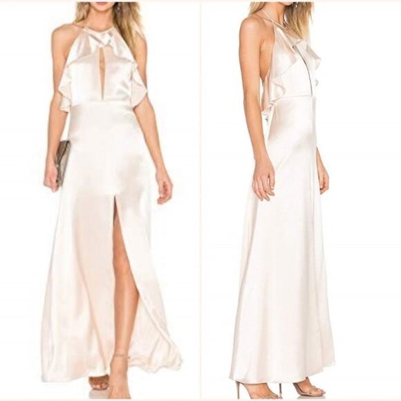 Jill Stuart 4 Satin Halter Gown with ruffle - Picture 1 of 9